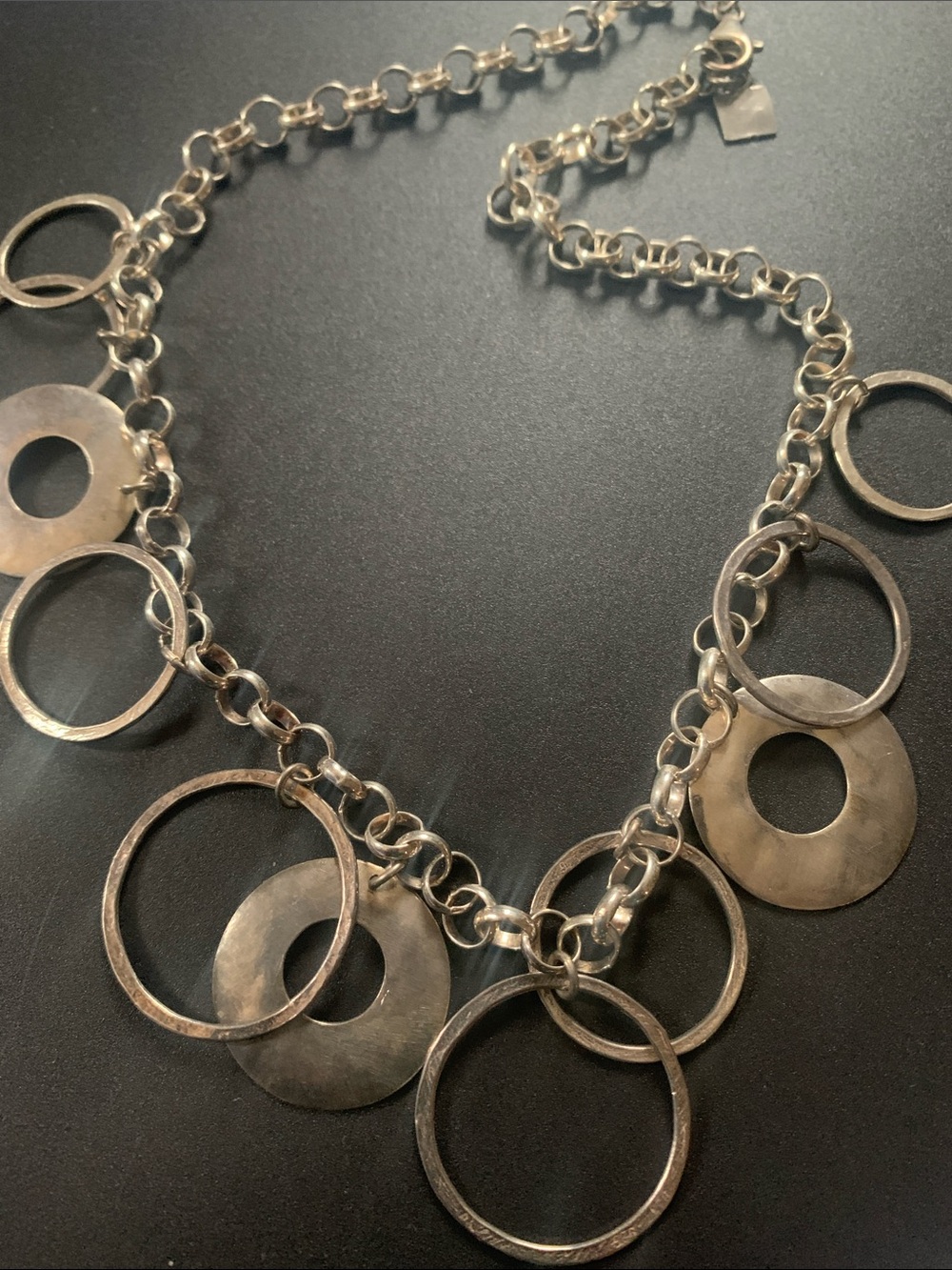 Silpada Silver-Tone Open Circle & Donut Link Necklace